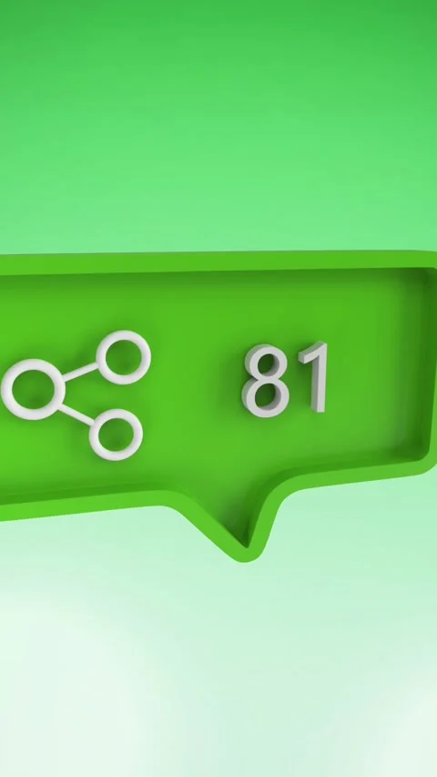Animation of speech bubble with share icon and numbers growing over green Stock Footage 342004299