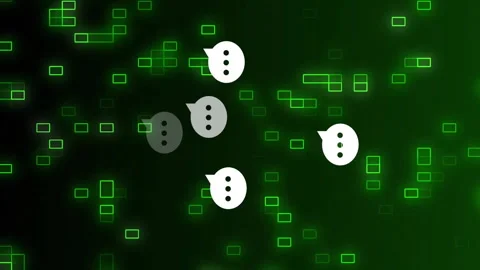 Animation of speech bubbles and binary codes over green background Stock Footage 315157425