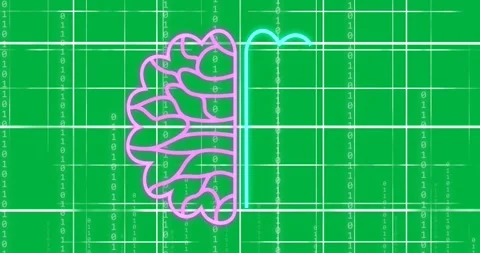 Animation of speech bubbles and brain with ai text over binary coding on Stock Footage 318052139