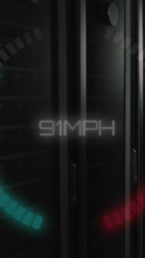 Animation of speed gauge and data processing over computer servers Stock Footage 342594143