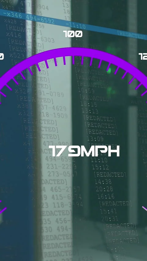Animation of speed gauge and data processing over computer servers Stock Footage 342594148