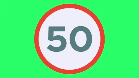 Animation speed limit sign: 50 km/... | Stock Video | Pond5