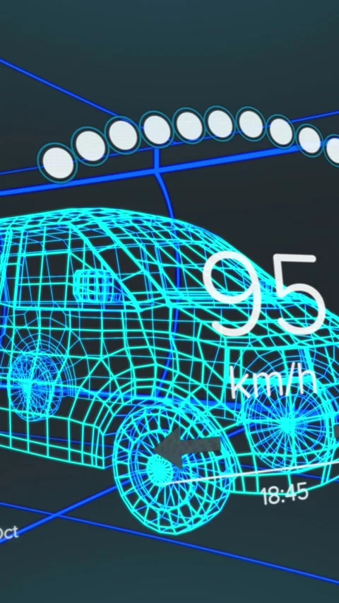 Animation of speedometer and data processing over 3d truck model against tunnel Stock Footage 321852766