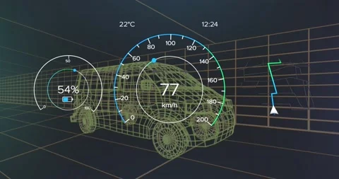Animation of speedometer and power level... | Stock Video | Pond5