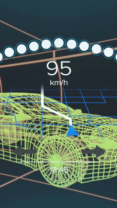 Animation of speedometer data processing over 3d car drawing Stock Footage 319222592