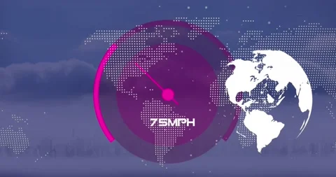 Animation of speedometer, globe and worl... | Stock Video | Pond5