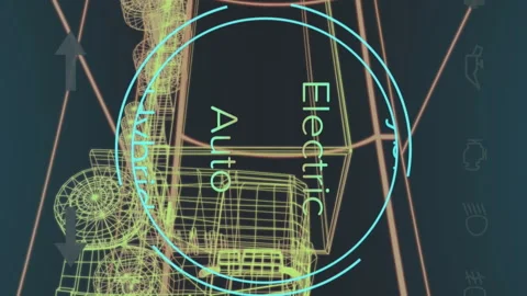 Animation of speedometer with numbers, texts over 3d model of truck against Stock Footage 312674941