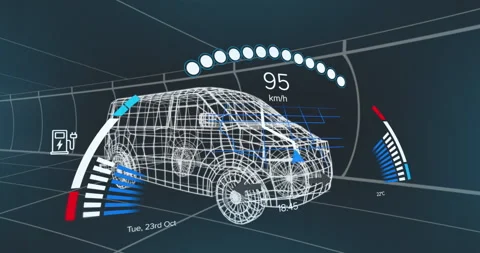 Animation of speedometer over 3d model o... | Stock Video | Pond5