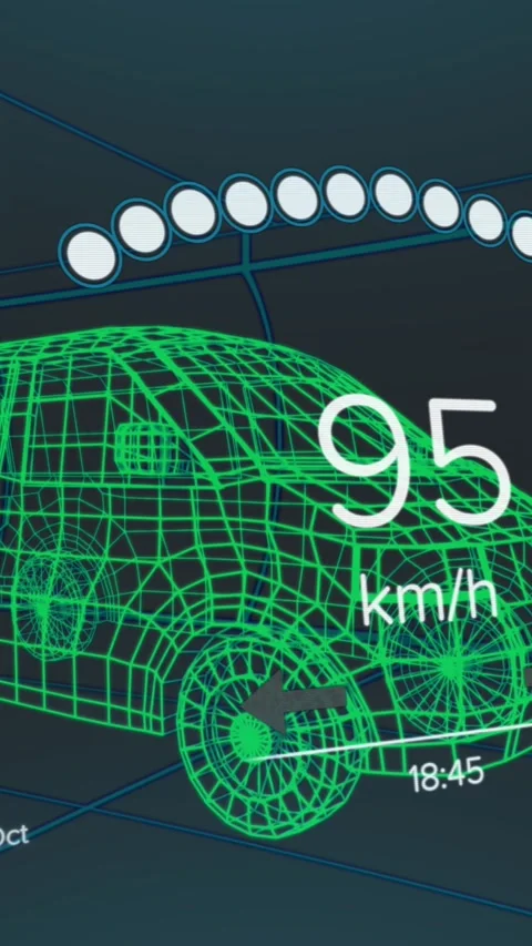 Animation of speedometer over electric van project on navy background Stock Footage 343082993