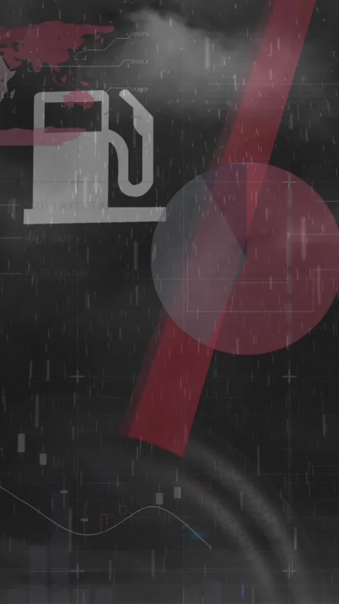 Animation of speedometer over infographic interface against rain and lightning Stock Footage 344525378