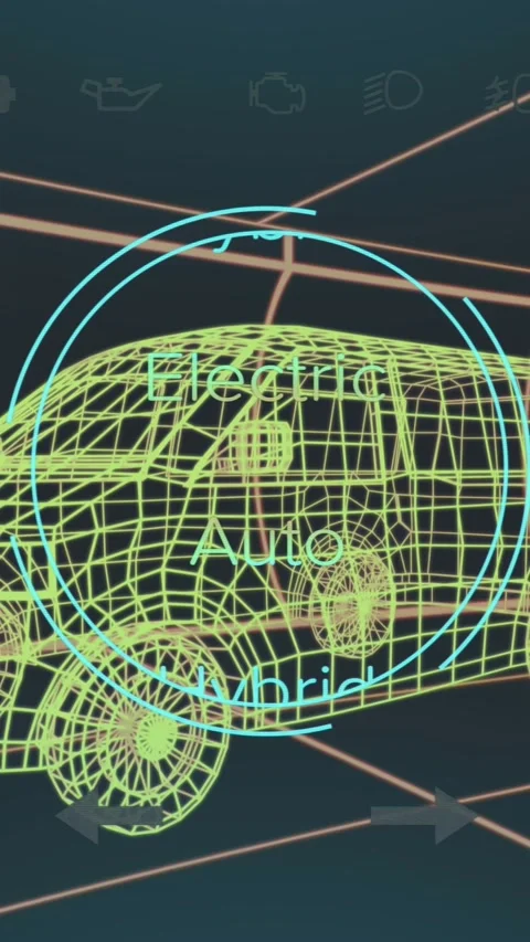 Animation of speedometer with texts, changing numbers over 3d model of van Stock Footage 321172046