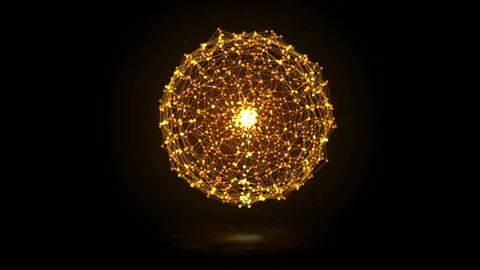 Animation for sphere abstract gold digital data system node and connection path Stock Footage 105814177