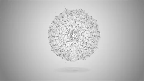 Animation for sphere abstract gray digital data system node and connection paths Stock Footage 105813816