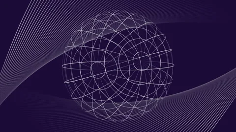 Animation of sphere rotating over networks of curved parallel white lines on Stock Footage 268067380
