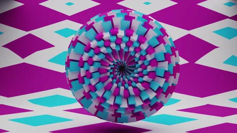Animation of a sphere with spiral movement. an abstract blue and pink 3d sphere Video stock 282220119