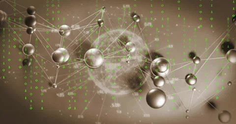 Animation of spheres connecting with lines and binary code over globe background Stock Footage 304077784