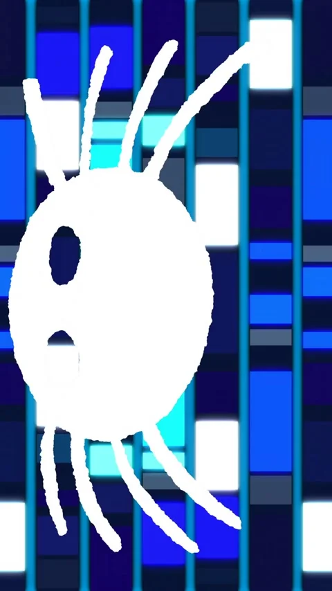 Animation of spider icon over moving columns on blue background Stock Footage 344614527