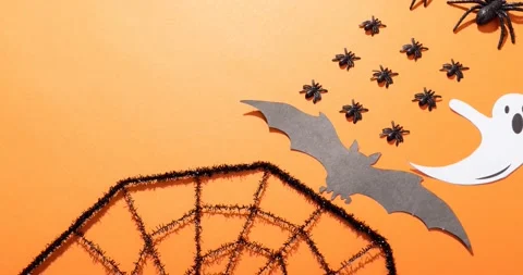 Animation of spiders on orange backgroun... Stock Video Pond5