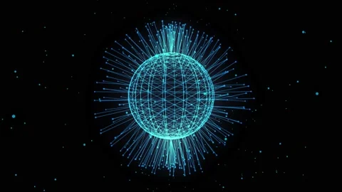 Animation of a spinning blue globe with lines. Stock Footage 239204232