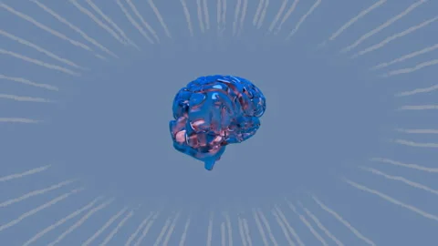 Animation of spinning brain over blue background Stock Footage 307815401