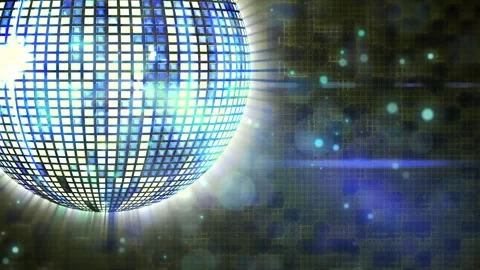 Animation of spinning disco mirror ball on black background Stock Footage 329225961