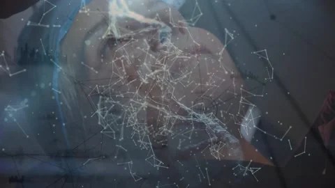 Animation of spinning dna string and network of connections over women Stock Footage 172327944