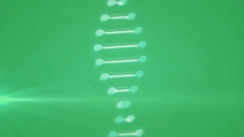 Animation of spinning dna string and lights over blue background Stock Footage 218451204