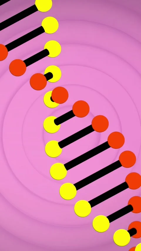 Animation of spinning dna structure over concentric circles against purple Stock Footage 344525502