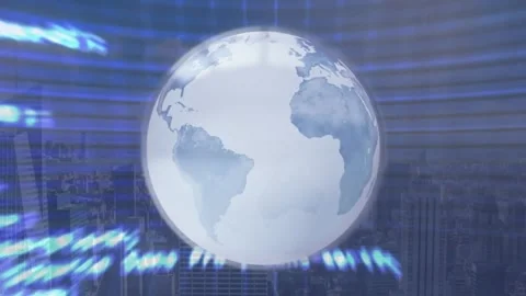 Animation of spinning globe and data pro... | Stock Video | Pond5