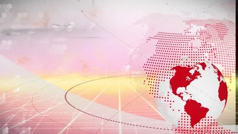 Animation of spinning globe and data processing over yellow grid network against Stock Footage 330664207