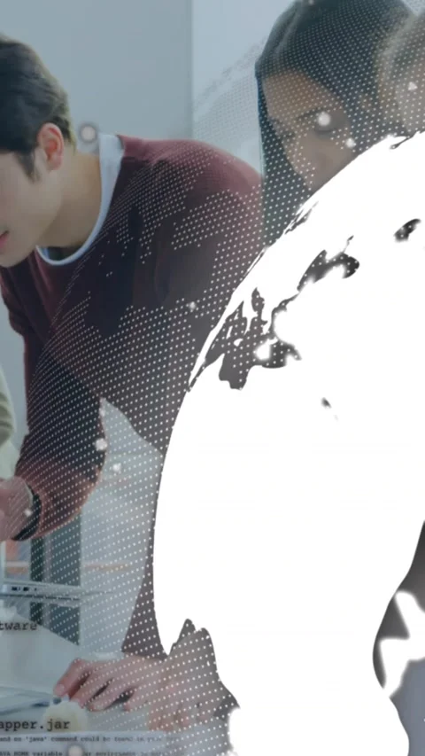 Animation of spinning globe and data processing against diverse colleagues Stock Footage 341927387