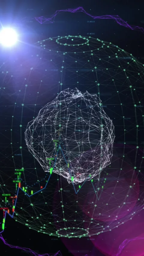 Animation of spinning globe of connections with glowing light Stock Footage 342136260