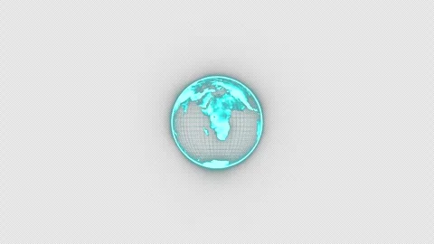 Animation of spinning globe of Earth planet on dark background. Alpha channel Stock Footage 274415063
