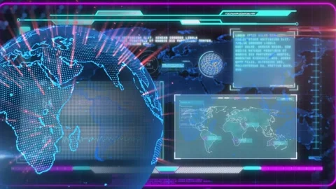 Animation of spinning globe over digital interface with data processing against Stock Footage 331014973