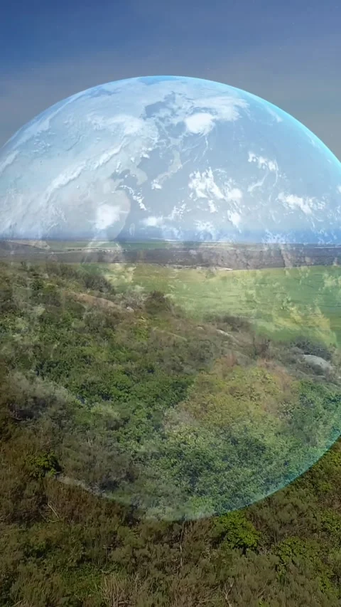 Animation of spinning globe over landscape in mountains Stock Footage 341953130
