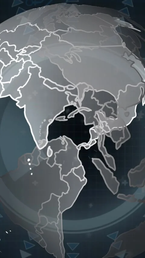 Animation of spinning globe over round scanner and microprocessor connections on 스톡 동영상 321111549