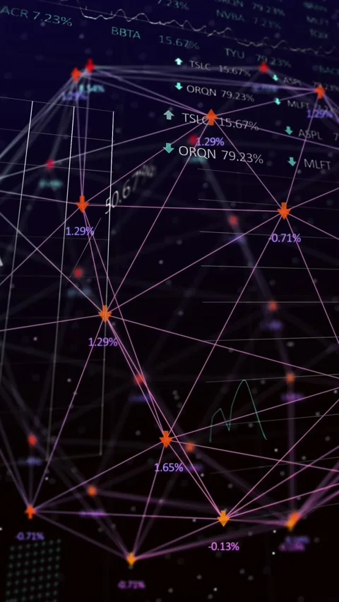 Animation of spinning globe over statistical and stock market data processing on Stock Footage 344765981