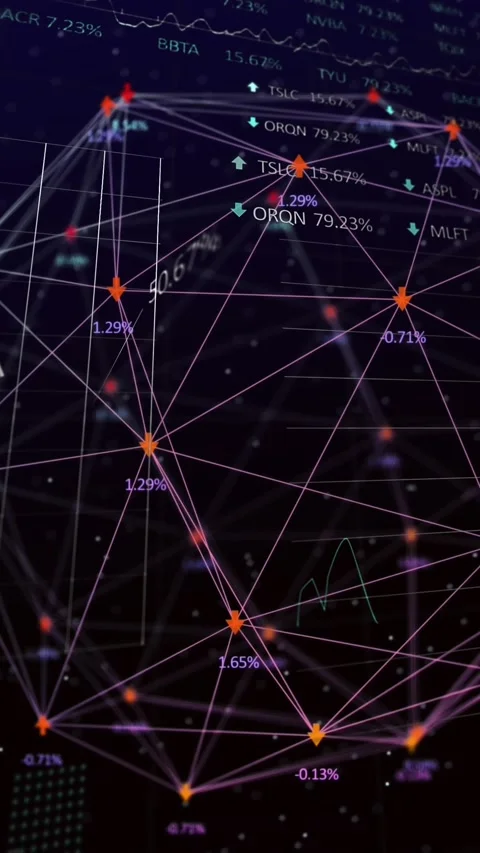 Animation of spinning globe over statistical and stock market data processing on Stock Footage 344783499