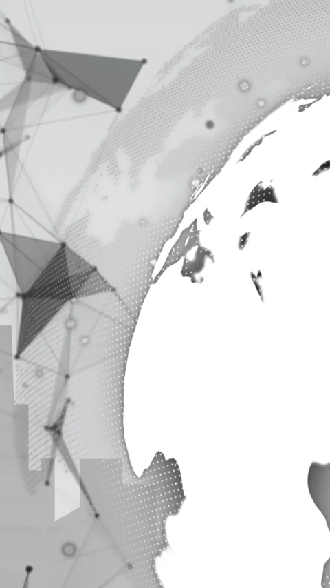 Animation of spinning globe, plexus networks and data processing against grey Stock Footage 321111431