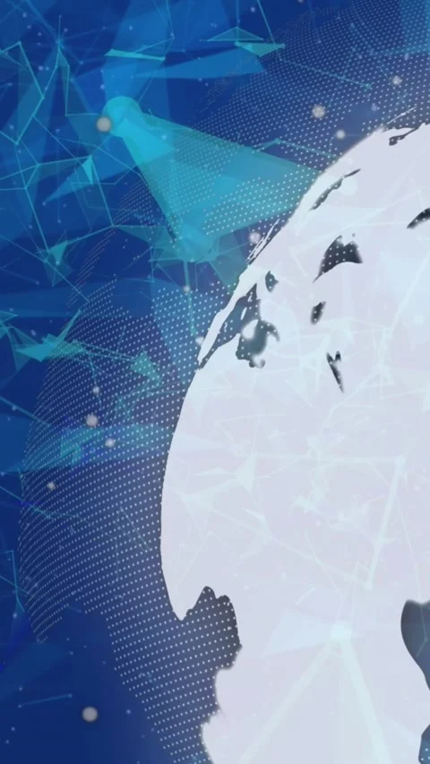 Animation of spinning globe, plexus networks and data processing on blue Stock Footage 344595940