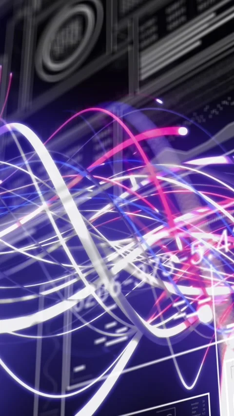 Animation of spiral pattern, graphs, changing numbers, loading circles and bars Stock Footage 344706533