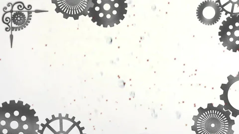 Animation of spots and cogs moving on white background Stock Footage 266178739