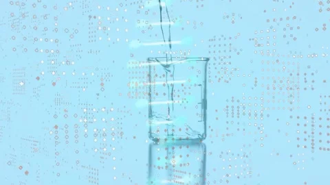 Animation of spots and dna strand over beaker Stock Footage 330590932