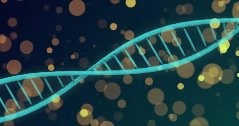 Animation of spots and shapes over dna strand Stock Footage 265563331