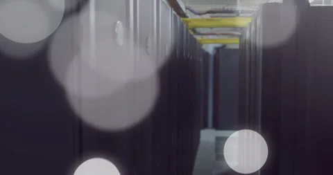 Animation of spots of light and data processing over computer servers Vídeos de archivo 308903037