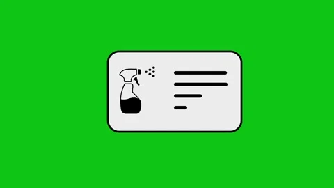 Animation of spray bottle icon with animated checklist on green background. Stock Footage 346497171