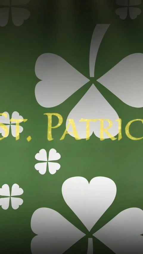 Animation of st patrick's day text, shamrock on green background Stock Footage 323900036