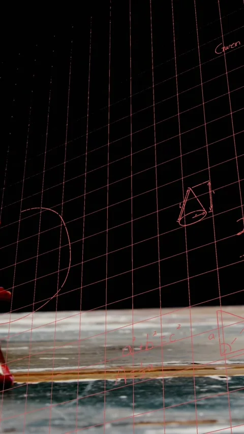 Animation of stack of books and apple over mathematical equations and formulae Stock Footage 344403608