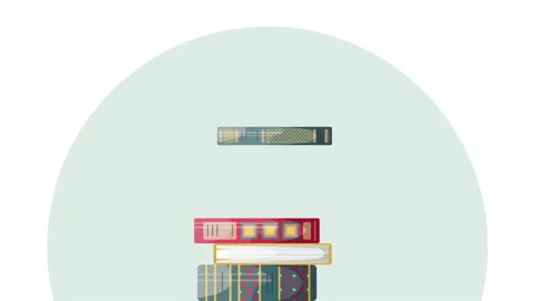 Animation with a stack of books and a flower in a pot. Stock Footage 219036616