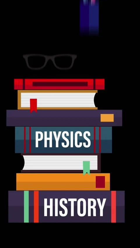 Animation of stack of books over black background Stock Footage 319974949